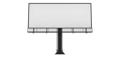 Boş billboard beyaz arka plan üzerinde yeni reklam 3d render için hazır