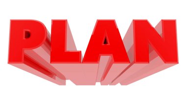 Beyaz arka plan üzerinde 3d Plan kelime