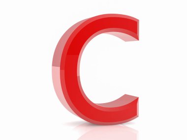 beyaz arka plan 3d render üzerinde kırmızı harf C