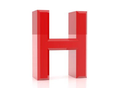 beyaz arka plan 3d render üzerinde kırmızı harf H