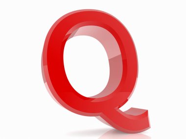 beyaz arka plan 3d render üzerinde kırmızı harf Q