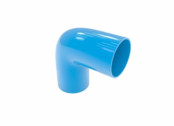 Collegamento tubo in pvc blu isolato su sfondo bianco — Foto Stock
