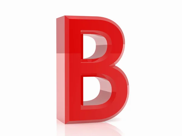 Červené písmeno B na bílém pozadí 3D vykreslování — Stock fotografie