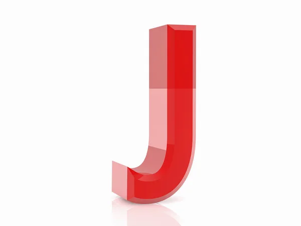 A letra vermelha J no fundo branco 3d renderização — Fotografia de Stock
