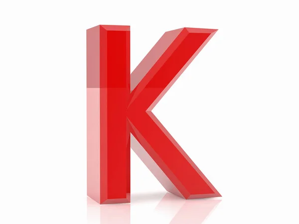 A letra vermelha K no fundo branco 3d renderização — Fotografia de Stock