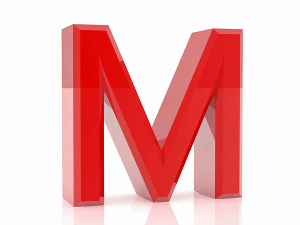 A piros betűs M fehér háttér 3D renderelés — Stock Fotó
