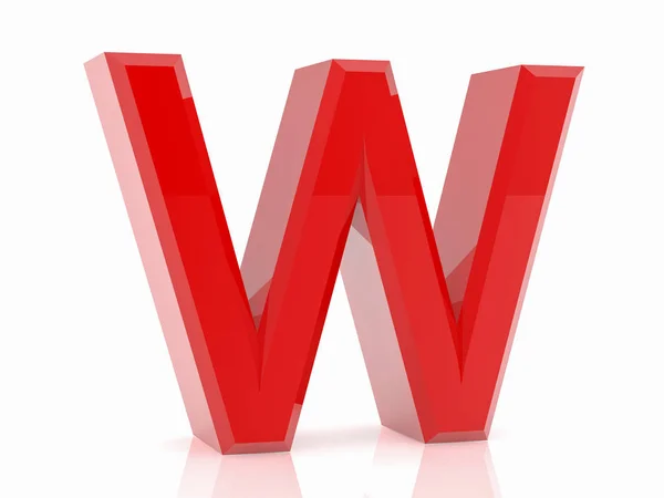 白い背景 3D レンダリングの赤い文字 W — ストック写真