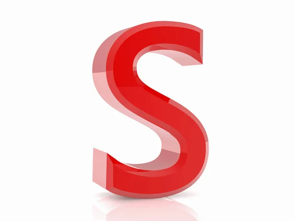 Το κόκκινο γράμμα S σε λευκό φόντο 3D απόδοση — Φωτογραφία Αρχείου