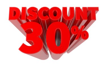 Beyaz arka plan 3d render 3d İndirim % 30 kelime