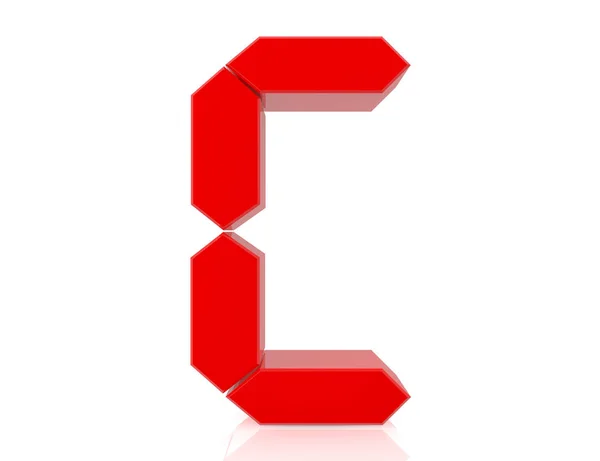 白色背景 3D 渲染上的红色字母 C 数字样式 — 图库照片
