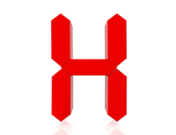 De rode letter H digitale stijl op witte achtergrond 3D rendering — Stockfoto
