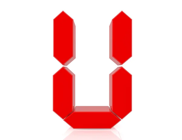 La lettre rouge U style numérique sur fond blanc rendu 3d — Photo