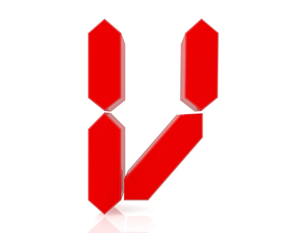 A letra vermelha V estilo digital no fundo branco 3d renderização — Fotografia de Stock