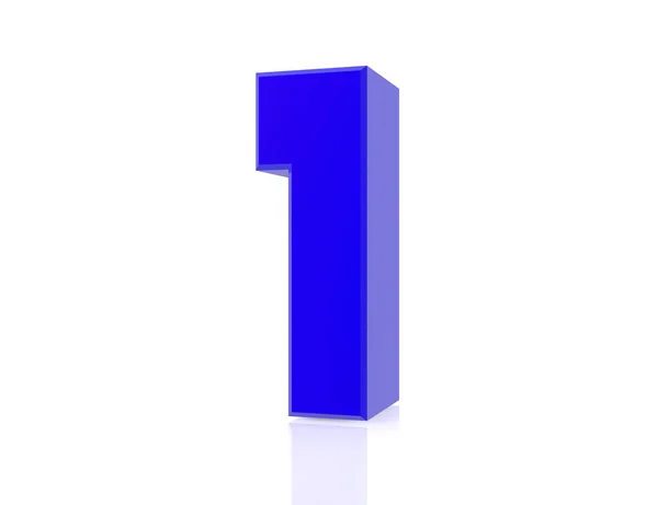 Blue number 1 on white background 3d rendering — Stock Photo, Image