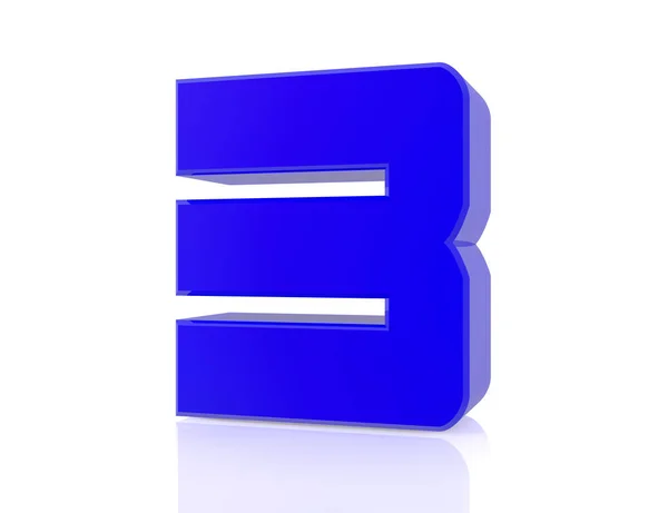 Blaue Zahl 3 auf weißem Hintergrund 3D-Rendering — Stockfoto