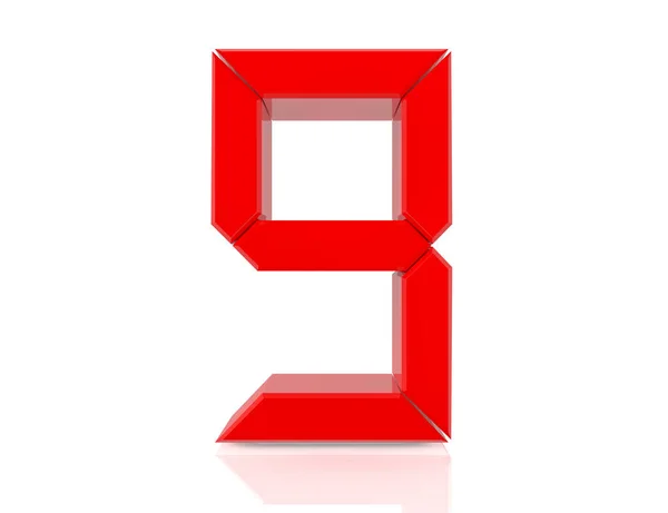 Digital Red Number White Background Rendering — Stock Photo, Image