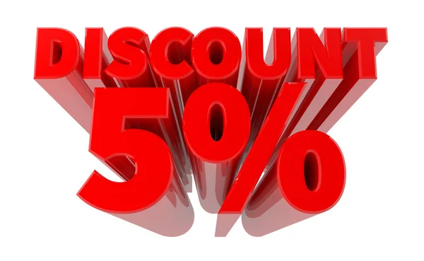 3D DISCOUNT 5% слово на белом фоне 3D рендеринг — стоковое фото