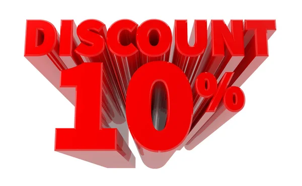 3D DISCOUNT 10% word on white background 3d rendering — Stock Photo, Image