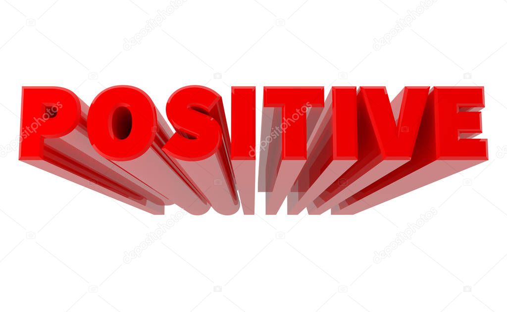 3D POSITIVE word on white background 3d rendering