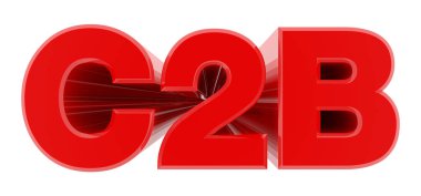 Beyaz arka plan illüstrasyon 3d render C2b kırmızı kelime