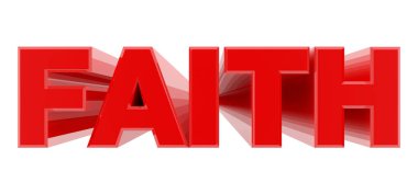 Beyaz arka plan illüstrasyon 3d render üzerinde İnanç kırmızı kelime