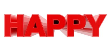 Beyaz arka plan illüstrasyon 3d render mutlu kırmızı kelime