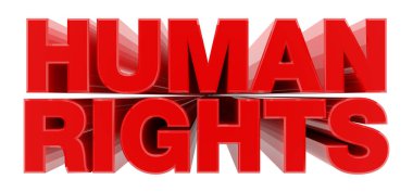 Beyaz arka plan illüstrasyon 3d render İnsan Hakları kırmızı kelime