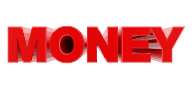 Beyaz arka plan illüstrasyon 3d render para kırmızı kelime