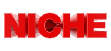 Beyaz arka plan illüstrasyon 3d render niş kırmızı kelime