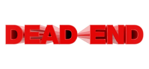 DEAD END palabra roja sobre fondo blanco ilustración 3D renderizado — Foto de Stock