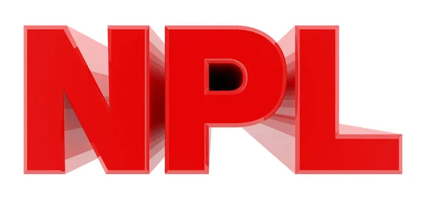 NPL rood woord op witte achtergrond illustratie 3D rendering — Stockfoto