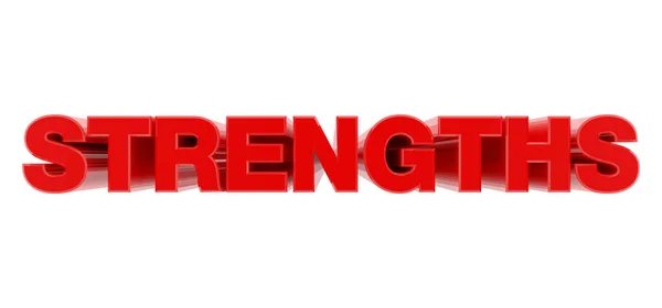 STRENGTHS red word on white background illustration 3D rendering