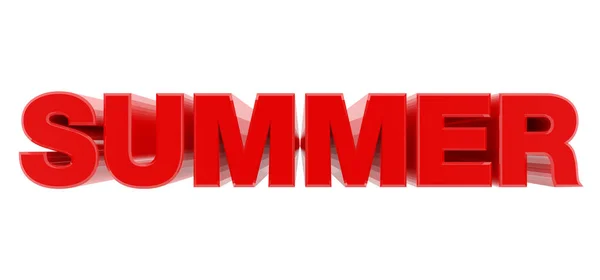 सफेद पृष्ठभूमि चित्रण पर ग्रीष्मकालीन लाल शब्द 3 डी रेंडरिंग — स्टॉक फ़ोटो, इमेज