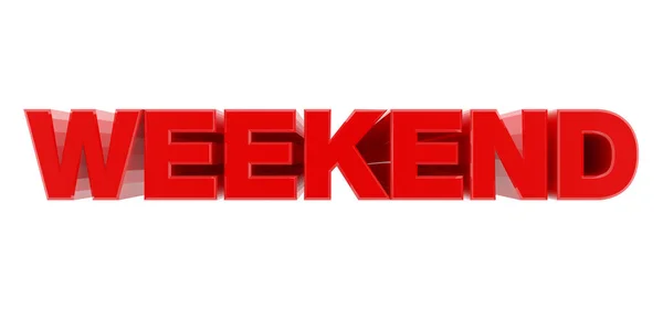 Wochenende rotes Wort auf weißem Hintergrund Illustration 3D-Rendering — Stockfoto