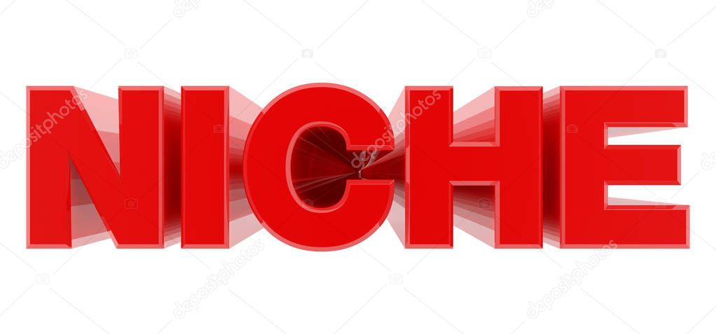 NICHE red word on white background illustration 3D rendering