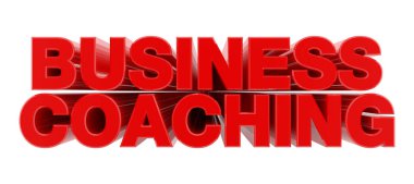 Beyaz arka plan illüstrasyon 3d render Üzerinde İş Koçluğu kırmızı kelime