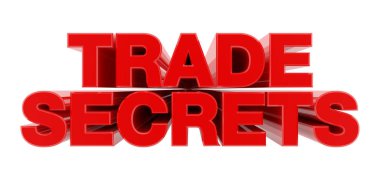 TRADE SECRETS red word on white background illustration 3D rendering clipart