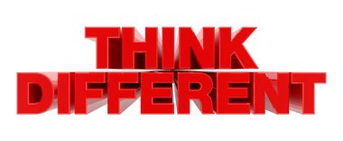 Beyaz arka plan illüstrasyon 3d render farklı kırmızı kelime düşünün