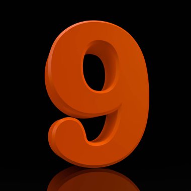 Siyah arkaplan illüstrasyonunda 9 numaralı turuncu renk koleksiyonu