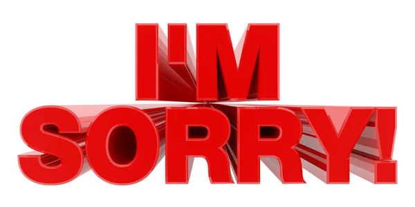 Sou a SORRY! palavra vermelha sobre fundo branco ilustração 3D renderização — Fotografia de Stock