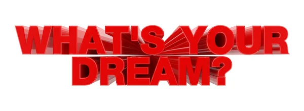Mi az álmod? piros szó fehér háttéren illusztráció 3D renderelés — Stock Fotó