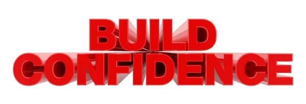 BUILD CONFIDENCE red word on white background illustration 3D rendering