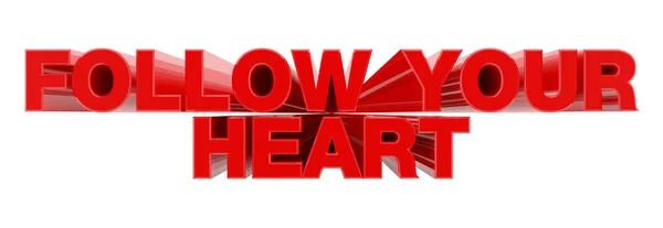 FOLLOW YOUR HEART червоне слово на білому тлі ілюстрація 3D рендеринга — стокове фото