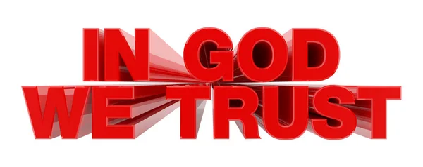 IN God WE TRUST червоне слово на білому тлі ілюстрація 3D рендеринга — стокове фото