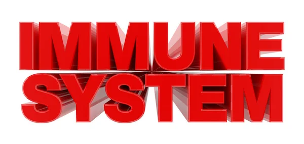 Beyaz arka plan illüstrasyon 3d render üzerinde Bağışıklık Sistemi kırmızı kelime