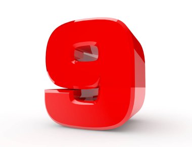 Beyaz arka plan 3d render 3d kırmızı sayı 9