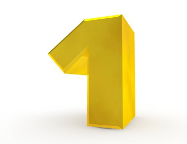 Beyaz arka plan 3d render 3d Altın sayısı 1