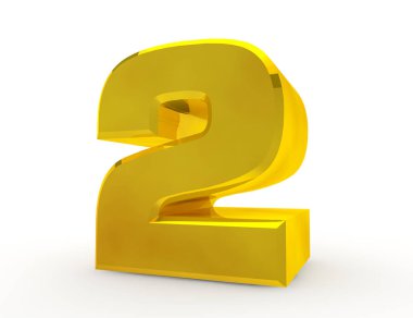 Beyaz arka plan 3d render 3d Altın sayısı 2