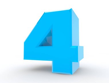 Beyaz arka plan 3d render 3d mavi sayı 4