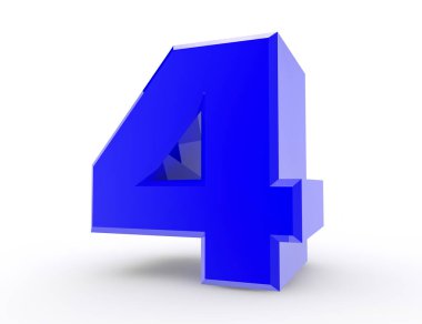 Beyaz arka plan 3d render 3d mavi sayı 4